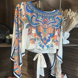 Bohemian Floral Print Top - Multicolor